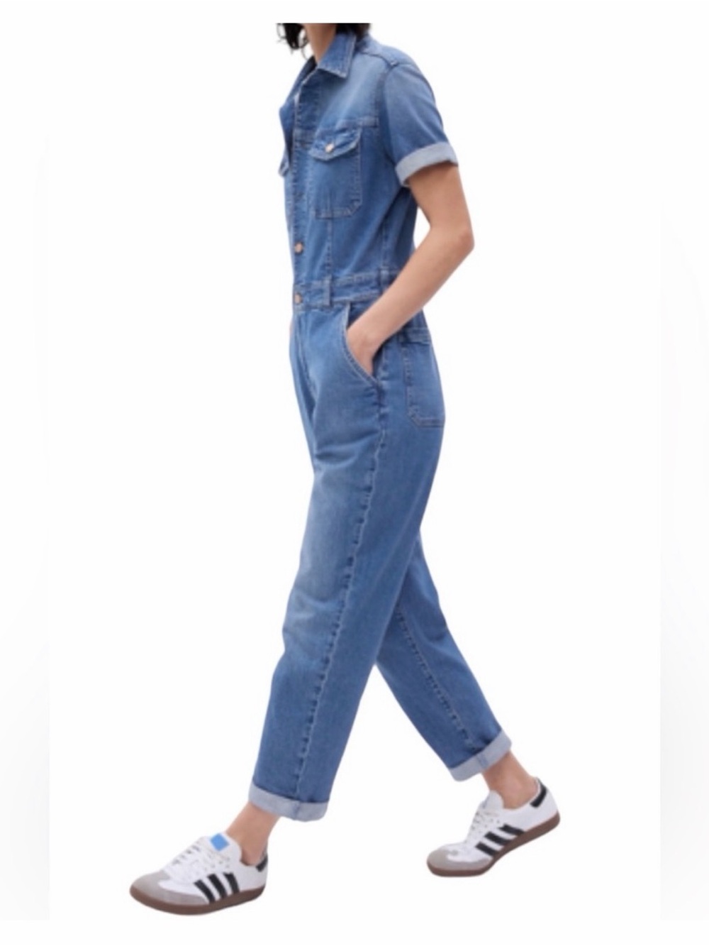 GAP NWT size 12 Tall  Denim Women's Short-Sleeve Jumpsuit Overalls